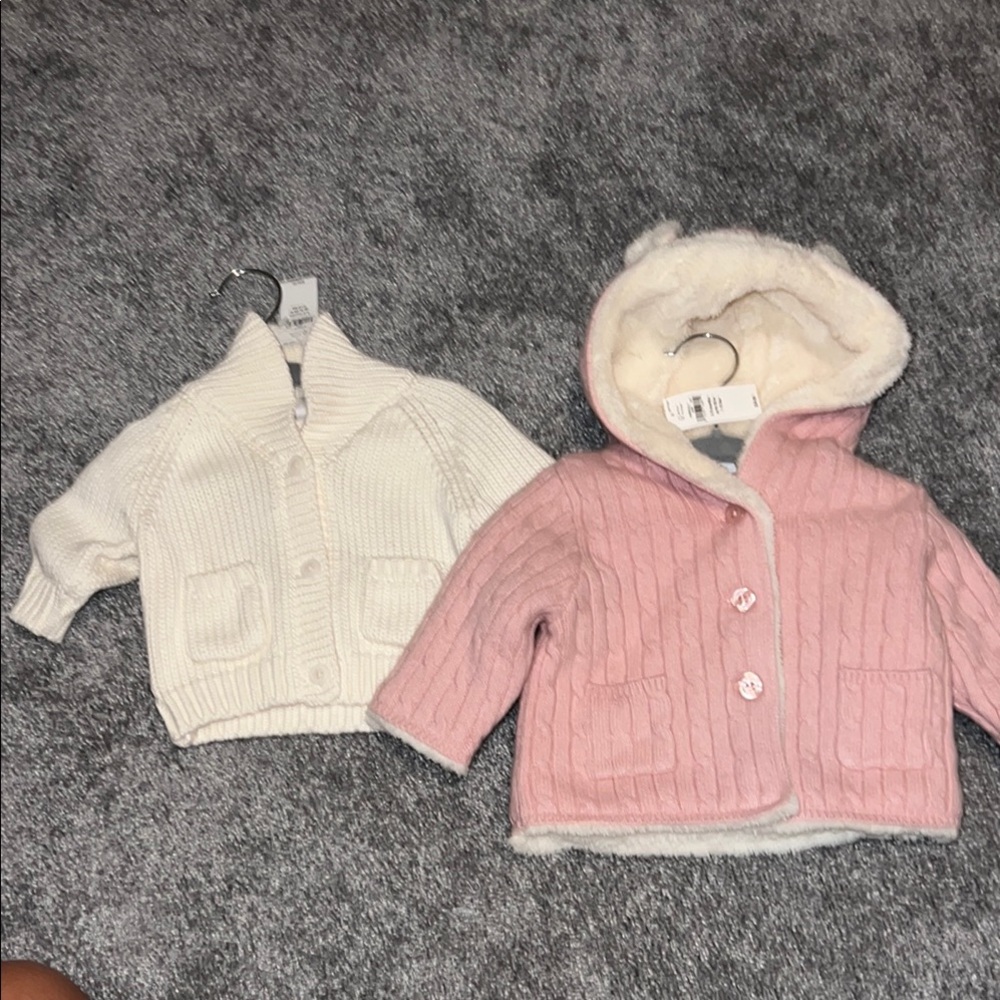GAP Kids Cream and Pink Knit Cardigans